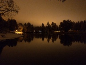 Frances Short Pond at 3 a.m. during the first winter snow. Photo by the author